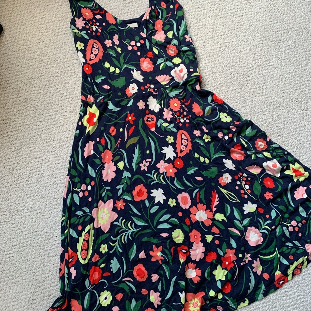 Boden Floral Dress - Navy and Multicolor